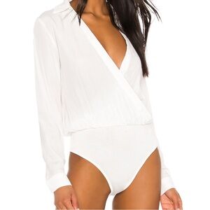 Superdown Presely Surplice Bodysuit in White